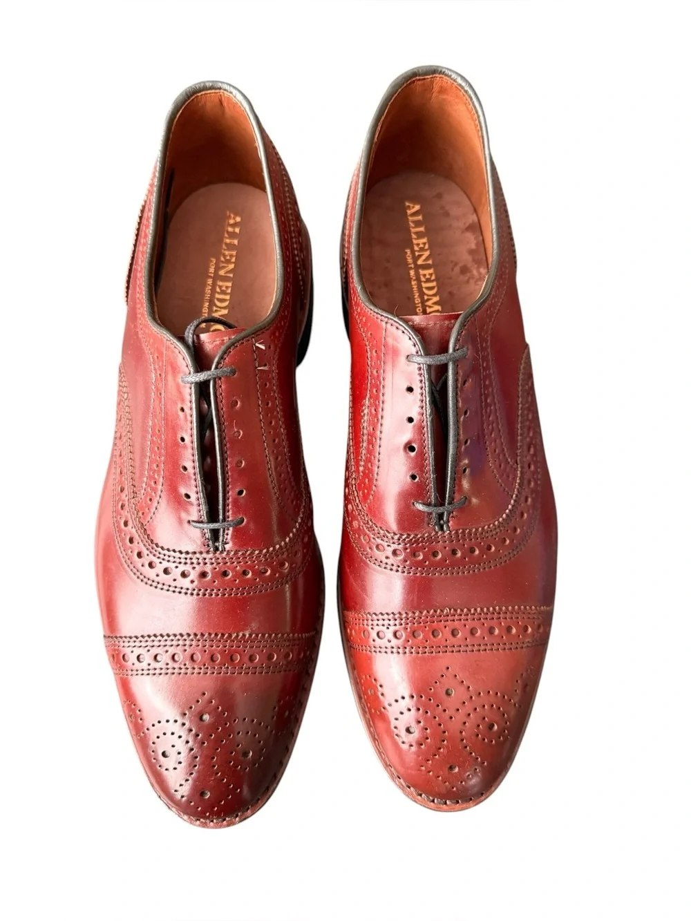 Allen Edmonds Strand Oxblood Leather Oxford Brogue Dress Wingtip Men’s Size 9.5